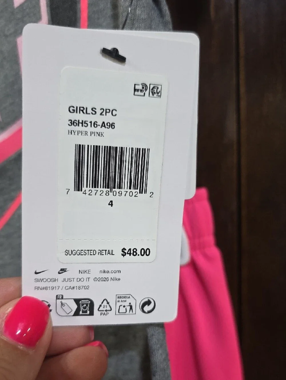 Nike Gray Tee with Pink Heart Logo and Pink Shorts